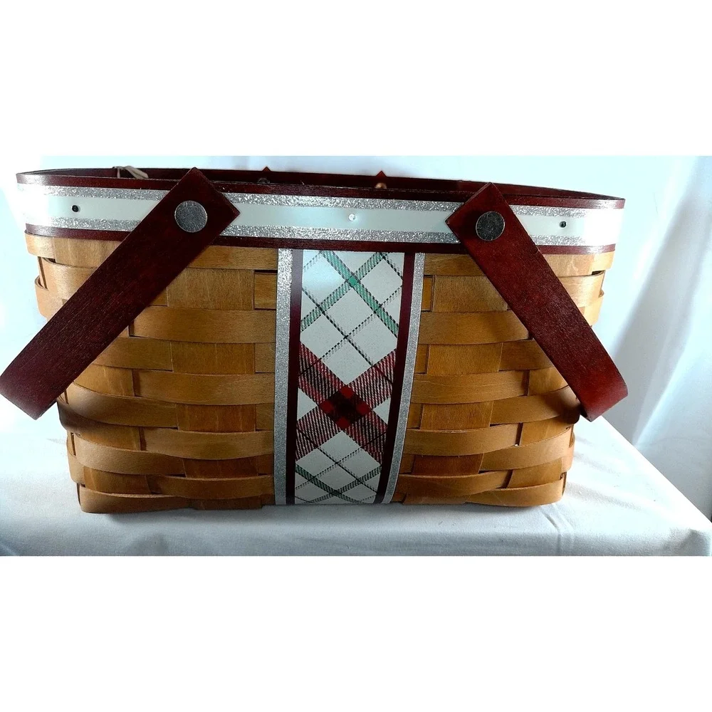 Longaberger 2013 Christmas‎ Traditions Plaid Tidings Basket Set - NEW